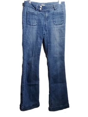 Coldwater Creek Front Patch Pockets Double Button Waist StretchFlare Jeans
